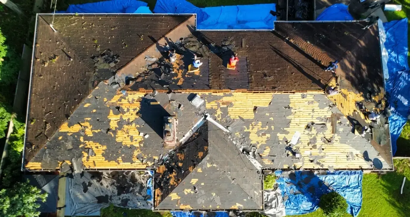 GIP Restoration emergency crew performing roof repair after storm damage in Metro Atlanta Georgia