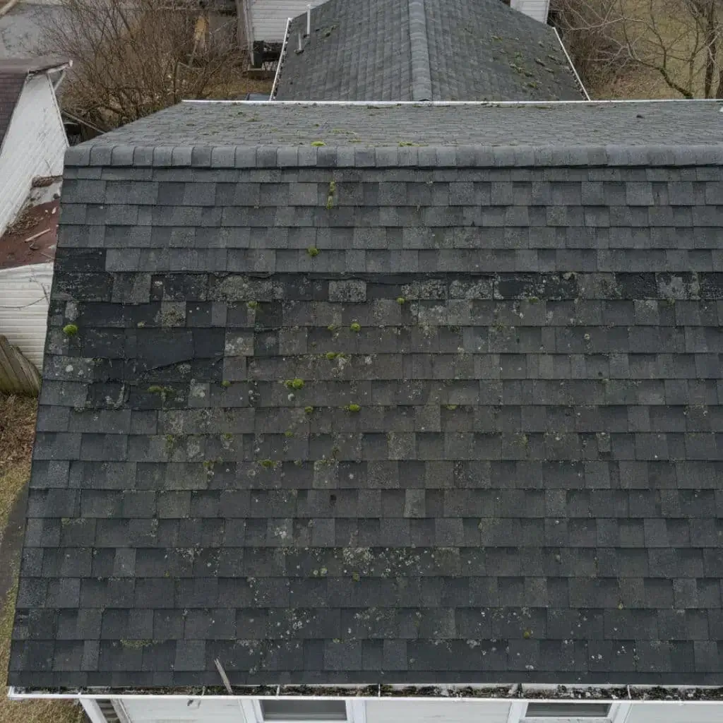Old damaged roof before GIP Restoration service in Gwinnett County GA