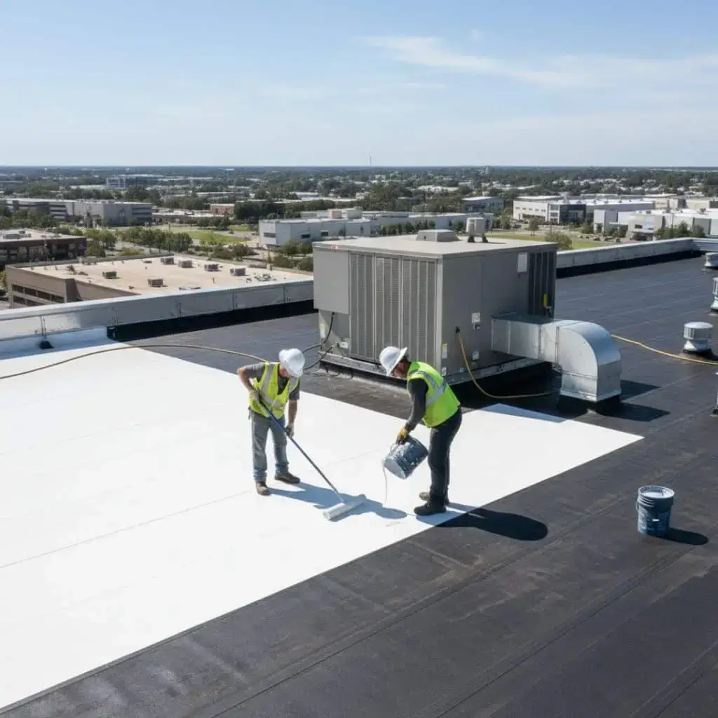 Silicone roof coating restoration flat roof Atlanta GA